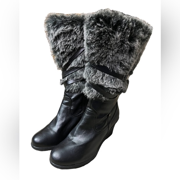 Lane Bryant wedge fur boots - Picture 1 of 12